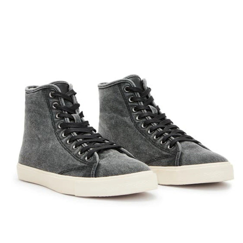 AllSaints Men's Grey Bryce Canvas High‎ Top Trainer Sneakers EU 43/ US 10